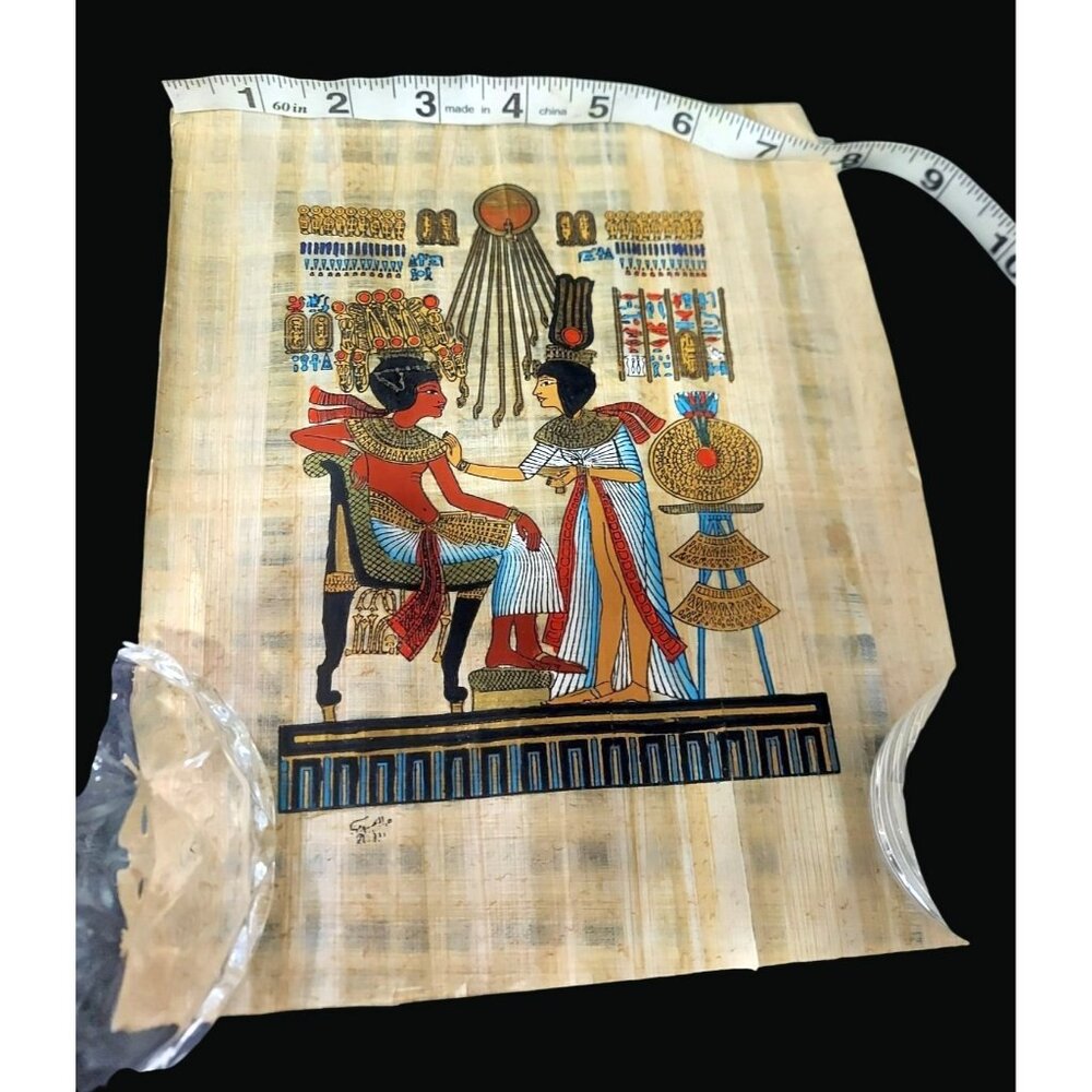 Set of Four Egyptian Hand Painted Art on Genuine Papyrus Paper T03 t - Picture 4 of 6